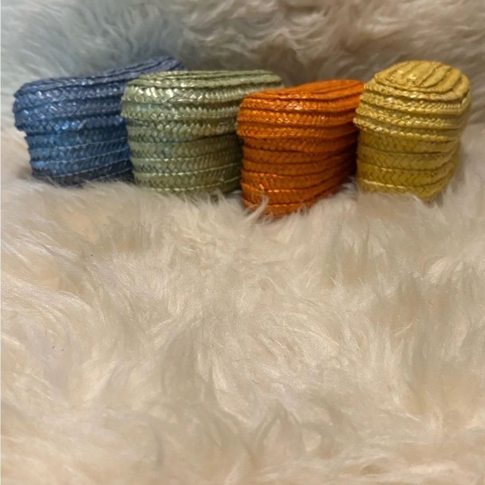 Set/4 Colorful Woven Oblong Small Storage Baskets with Lids